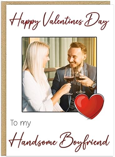 Image of Personalised Photo Happy Valentines Day Cards for Couples Boyfriend Girlfriend - Custom Own Names, Heart, Penguin Designs - Funny Love Greeting Cards A5 (Square Photo)