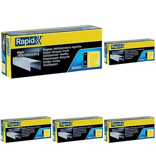 Image of Rapid High-Performance Staples for Textiles, Finewire No. 13, Leg Length 6mm, Staple Gun Staples, Galvanised Steel, 5000 Pieces, Boxed (11830700) (Pack of 5)