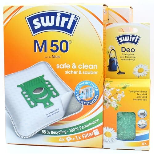 Image of PakTrade 8 Vacuum cleaner bags + deodorant pearls compatible with Miele Compact C2 PowerLine, Compact C2 Serie, compatible with Swirl M50 - M 50, air freshener, accessories, spare parts