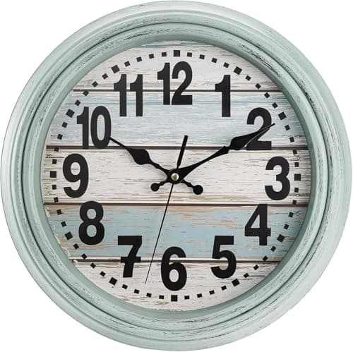 Image of ZENFUN 12 Inch/30cm Retro Wall Clock, Vintage Silent Non Ticking Clock, Easy to Read Large Wall clock, Battery Operated Movement, Decorative for Kitchen, Home, Living Room, Farmhouse, Bedroom, Green