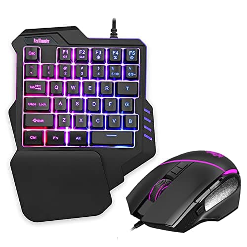 Image of RedThunder One-Handed RGB Gaming Keyboard and Mouse Combo, 35-Key Mini Gaming Keyboard, 6400 DPI Ergonomic Mouse, Portable Game Controller for PC PS4 Xbox Gamers
