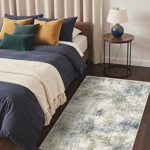 Image of GENIMO Rug Living Room 120x170cm, Modern Abstract Area Rugs Washable, Non-Slip Floor Carpet Minimalist, Low Pile, Non-Shedding, Dining Room, Office, Bedroom, Kitchen, Lounge, Indoor