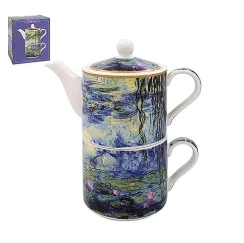 Image of The Leonardo Collection Claude Monet Tea for One | Ceramic Teapot and Cup Set | Beautiful Gift for Home Use | Stylish Printed Teapot for Tea Enthusiasts