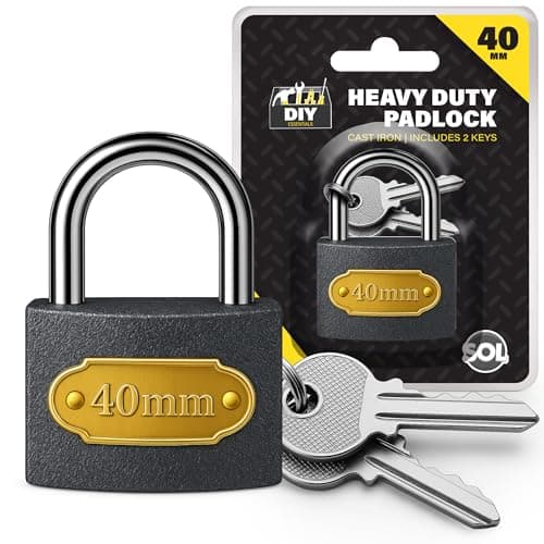 Image of SOL 2pk 40mm Padlocks with Keys Outdoor Pad Locks for Locker Shed Gate Garage Security Weather Resistant Metal Body Anti Theft Locking Hardware for Garden Storage Home Protection