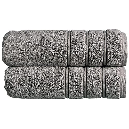 Image of Christy Antalya Large Bath Towels | Set of 2 | 100% Turkish Cotton | 600GSM | Soft Plush Luxury Towel Set | 70cm x 125cm | Quick Dry | Storm Grey