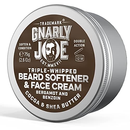 Image of Gnarly Joe Beard Softener & Face Cream with Triple-Whipped Cocoa & Shea Butter, Natural Beard Moisturiser Conditioner, Bergamot & Benzoin Scent, 85ml - Made in UK
