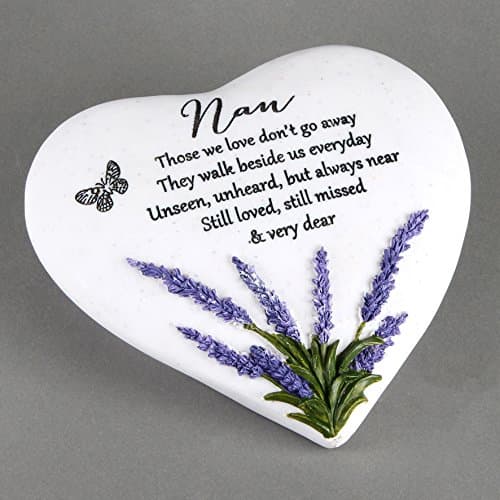 Image of Thoughts Of You Heart Outdoor Memorial Plaque with Lavender design, Nan