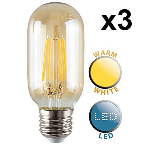 Image of MiniSun | Retro Style 4w LED Filament ES E27 Radio Valve Amber Tubular Bulbs | LED Bulbs, Home Décor & Improvement Essential | Pack of 3 | Includes Bulb [2700K Warm White]