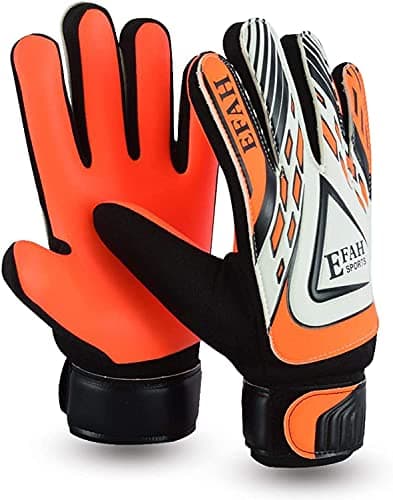 Image of EFAH SPORTS Football Goalkeeper Gloves For Boys kids children adult Soccer Goalie Gloves with Super Grip Palms (Black/Orange, Size 4 suitable for 6 to 9 years old, Ambidextrous)