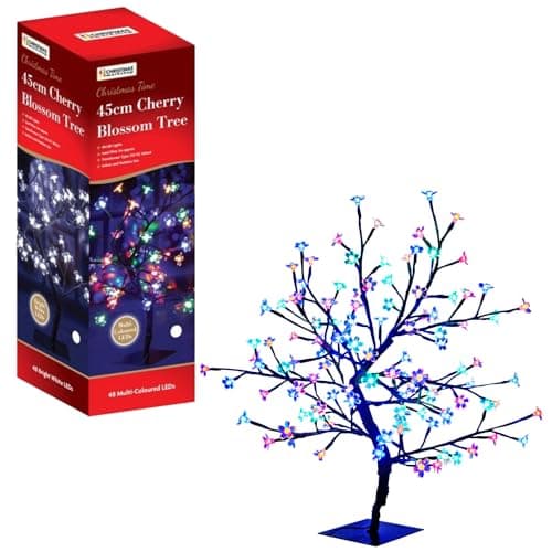 Image of The Christmas Workshop 76430 45cm Blossom Tree / 48 Multi-Coloured Lights/Energy Efficient LEDs/Mains Operated/Steady On Light Pattern