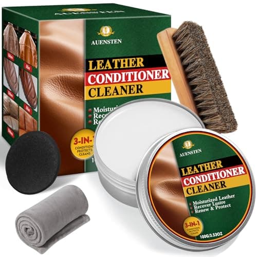 Image of Auensten Mink Oil Leather Conditioner, Cleaner & Softener, 3.53 Oz, Compatible with Leather, Includes Conditioner & Sponge Applicator, Ideal for Boots, Shoes, Purses, Bags, Furniture