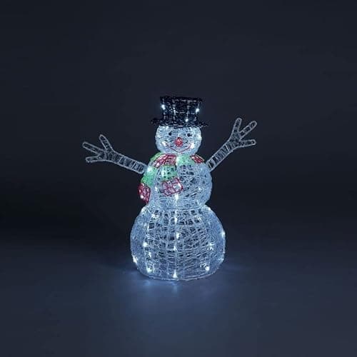 Image of Large 3D Spun Acrylic Snowman Ice White LED Lights Outdoor Christmas Decoration