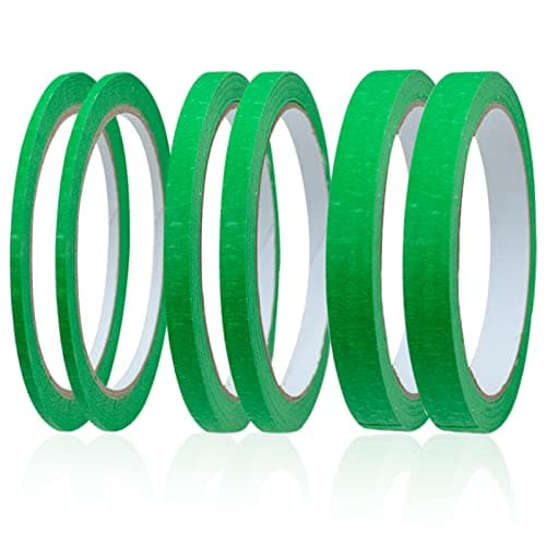 Image of Udewo 6 Rolls Green Masking Tape, Fine Line Tapes Painters Tape Artist 3mm/7mm/12mm Widex22 Yard Writable Automotive Premium for Painting and Decorating,