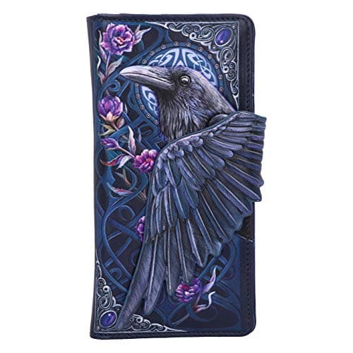Image of Nemesis Now Ravens Flight Black Wing Floral Embossed Purse Wallet