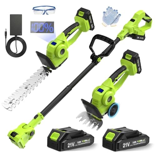 Image of VOERJIA Cordless Long Reach Pole Hedge Trimmer, Lightweight & Easy 165cm Telescopic Hedge Cutter with 2x 2.0Ah Batteries, 4-in-1 Grass Shear & Shrub Trimmer for Tidy Garden (Pro Edition)