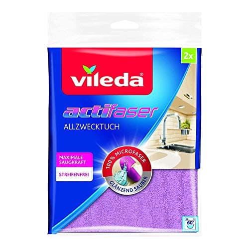 Image of Vileda Actifaser Multi-Purpose Cloth for Streak-free Cleaning, Pack of 2