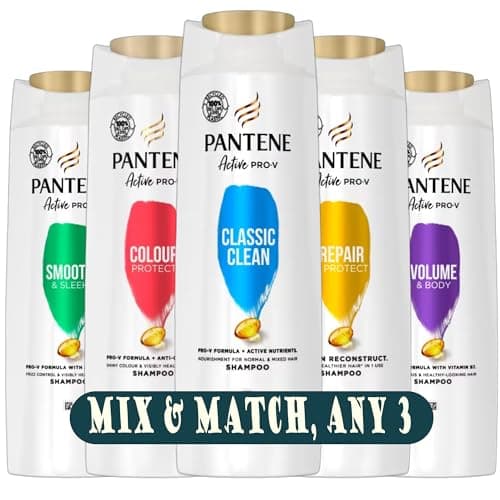 Image of Pantene Active PRO-V Shampoo Collection 400ml | Create Your 3-Pack Bundle | Choose Classic Clean, Repair & Protect, Volume & Body, Smooth & Sleek, Colour Protect | 3 x 400ml