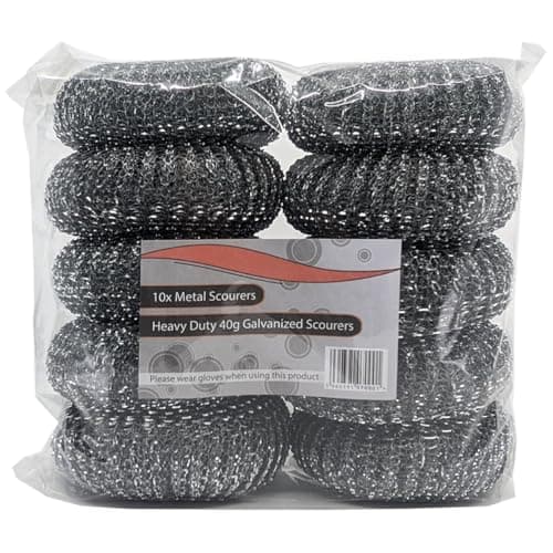 Image of PREMIUM Heavy-Duty Galvanised Steel Scourers – PACK OF 2, 5 & 10 | Extra Large Metal Scouring Pads for Tough Cleaning, Grease & Burnt-On Stains | Ideal for Catering, Kitchen & Industrial Use (2 Pack)
