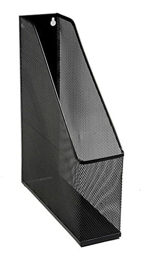 Image of OSCO Wiremesh Magazine Rack, High-Density Steel Wire Mesh Desk File & Magazine Holder with Rubber Feet, Single Section Organiser for Files, Cookery Books, Office Storage, Black