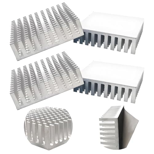 Image of CTRICALVER 4 Pcs Cooling Fin (silver), Cooler Aluminium Heatsink Thermal Conductivity Circuit Board Cooling Fin With 3M tape (L40mm X W40mm X H11mm)