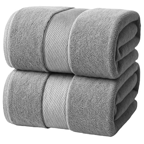 Image of Infinitee Xclusives Premium Bath Sheets Set of 2 Extra Large Bath Towels (90x180cm), 100% Cotton Super Absorbent, Quick-Dry Bath Sheet for Hotel & Spa |Charming Grey|