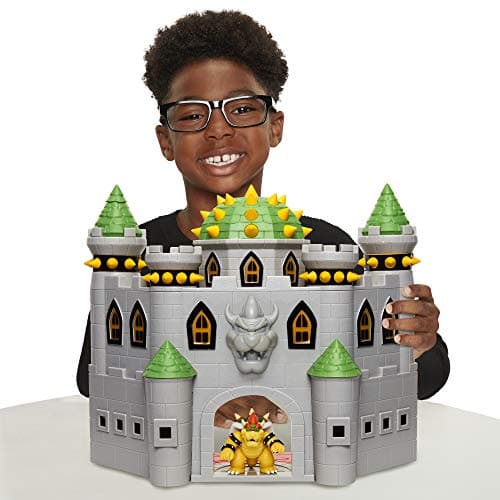 Image of Nintendo Super Mario Deluxe Bowser's Castle Playset with 2.5" Exclusive Articulated Bowser Action Figure, Interactive Play Set with Authentic in-Game Sounds