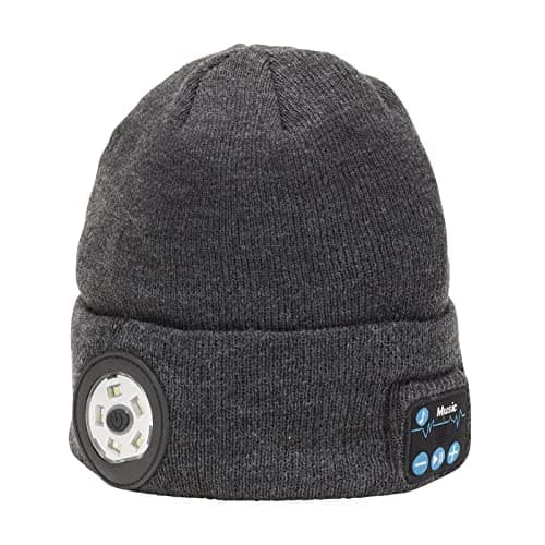 Image of Draper 28351 Smart Wireless Rechargeable Beanie with LED Head Torch and USB Charging Cable, Grey, One Size