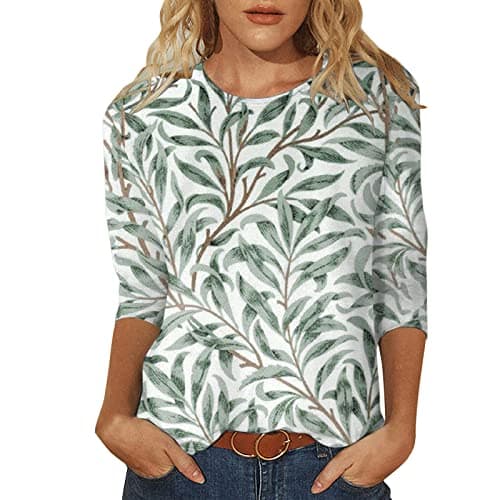 Image of Women's Sleeve T-Shirts Spring Summer Fashion Tops Crew Neck Comfortable Shirts, Green, L