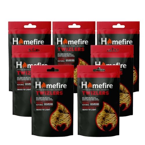Image of Homefire Natural Odourless Wood Wool Firelighters for Wood Burners, Open Fires, Multi-fuel Stoves and Pizza Ovens (Pack of 7)