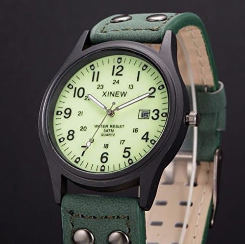 Image of Quartz Men's Date Strap Leather Classic Sport Watch Men's Watch Bangle Cuff Watches for Women (White, One Size)