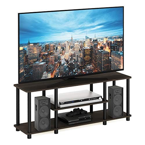 Image of Furinno TURN-N-TUBE TV Stand, 3-Tier Entertainment Center with Open Shelves, TV Console for TV up to 50 Inch, for Living Room, Bedroom, Dark Brown