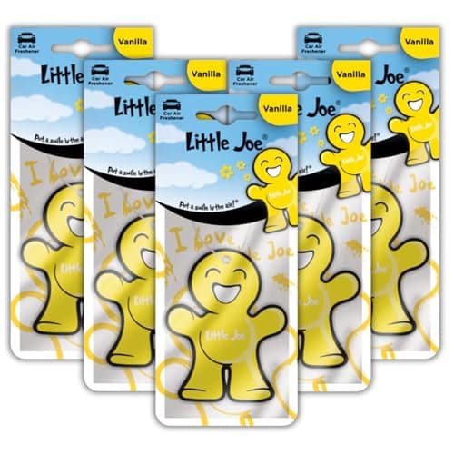 Image of Little Joe Paper Car Air Freshener, 30-Day Long-Lasting Fragrance, Hanging Scented Novelty Freshener for Car Interior Home Boat Caravan - 5 Pack of Vanilla (Yellow)