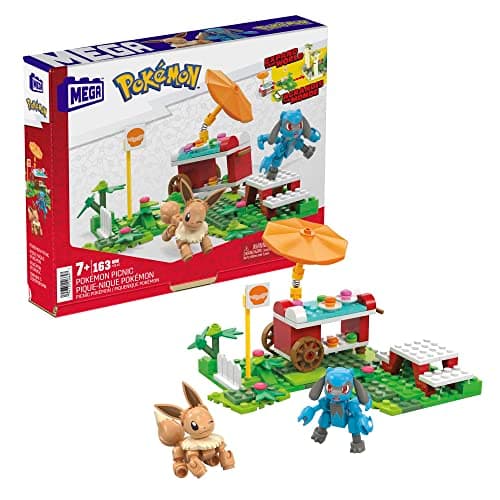 Image of ​MEGA Pokémon Adventure Builder Picnic toy building set, Eevee and Riolu figures​​, 193 ​bricks and pieces, gift set for boys and girls, ages 7 and up, HDL80