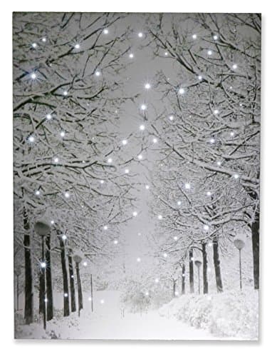 Image of Clever Creations Snowy Winter Path Light Up Poster Sparkling Canvas Wall Art with Bright LED Lighting | 15.75" x 11.75" Perfect Size for Home, Living Room, Office or Classroom | Battery Powered