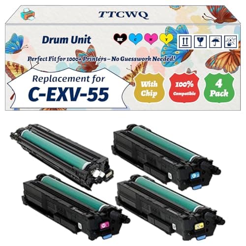 Image of C-EXV-55 Drum Unit Compatible for Canon Work for Canon IR Advance C256iDX C257DX C357i C356iDX C257iDX C357P C356PDX Printers (4-Pack BK/C/M/Y)