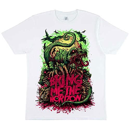 Image of Bring Me The Horizon T Shirt Dinosaur Band Logo Official Mens White XL