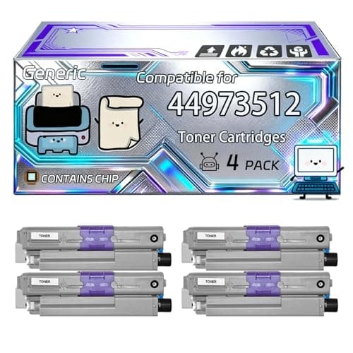 Image of 44973512 Toner Cartridges Compatible for Okidata OKI ES3452 MFP ES5431 ES5462 Printers, With Chip, 7000 Pages, Vibrant Colours (4 Pack Black)