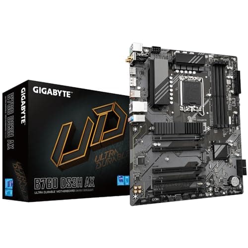 Image of Gigabyte B760 DS3H AX Motherboard - Supports Intel Core 14th Gen CPUs, 8+2+1 Phases Digital VRM, up to 7600MHz DDR5 (OC), 2xPCIe 4.0 M.2, Wi-Fi 6E, 2.5GbE LAN, USB 3.2 Gen 2