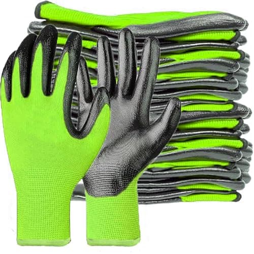 Image of GAVOROHANS 6 Pairs Work Gloves Gardening Gloves for Men&Women, Breathable Rubber Coated Secure Fit & Anti-Slip Grip
