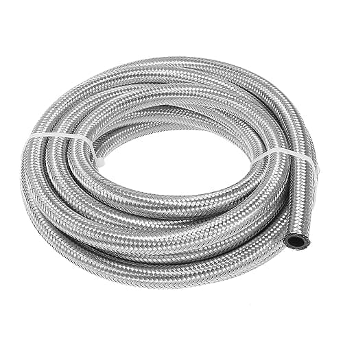 Image of X AUTOHAUX 16Ft 8AN Braided Stainless Steel CPE Oil Fuel Gas Line Hose