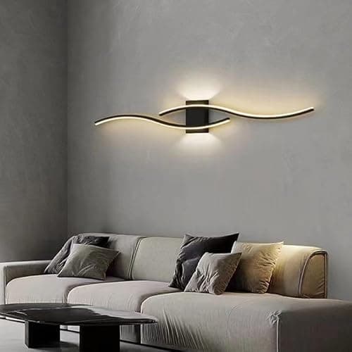 Image of Comely Wall Sconce Light Indoor, Black Modern LED Wall Lamp 27W 3000LM, Warm White 3000K, Aluminium LED Wall Lights for Living Room Bedroom Hallway Dining Room Staircase