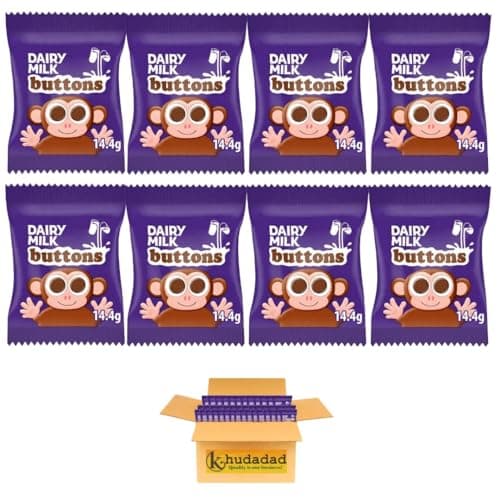 Image of Chocolate Bundle with Dairy Milk Buttons – 14.4g Bags | Smooth & Creamy Milk Chocolate Buttons | Perfect for Snacking, Sharing & Gifting (8x)