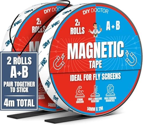 Image of DIY Doctor A+B Magnetic Tape - Magnetic Strips Self Adhesive - 1 Pack - 2m + 2m A and B Polarity - Cut To Fit Magnetic Strip - Self Adhesive Magnets - Magnet Strips