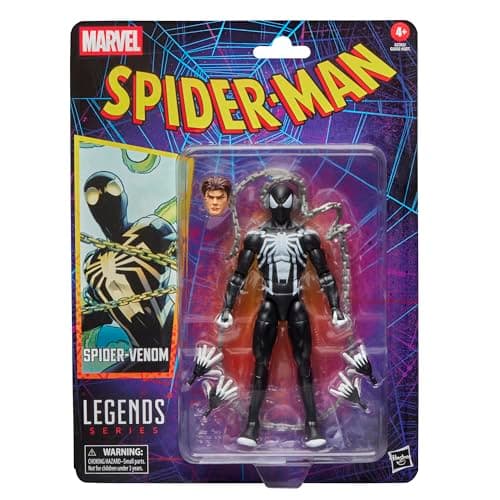 Image of Marvel Legends Series Spider-Venom Retro Cardback Spider-Man Comics Action Figure, Black
