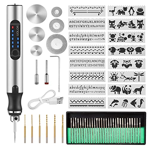 Image of Uolor Electric Engraving Tool Kit, USB Cordless Rechargeable Engraving Pen Mini DIY Engraver Pen Rotary Tool for Carving Wood Metal Stone Plastic Jewelry Glass Etching