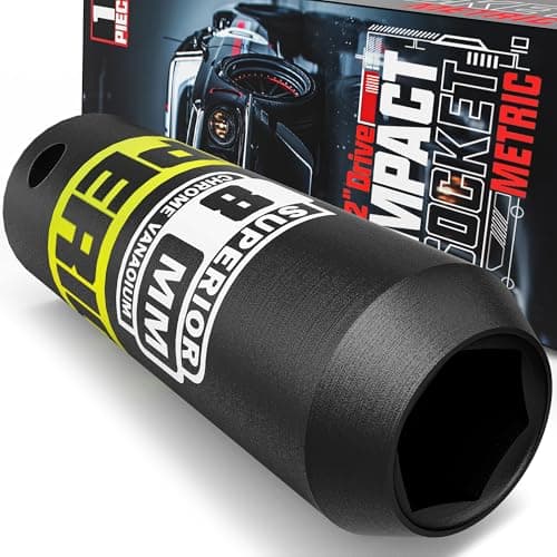 Image of KIRXST 1/2" Drive 8mm Deep Impact Socket, 6 Point CR-V Deep Socket, 78mm Length, Auto Trucks Car Tires Repairing DIY Mechanic Tool