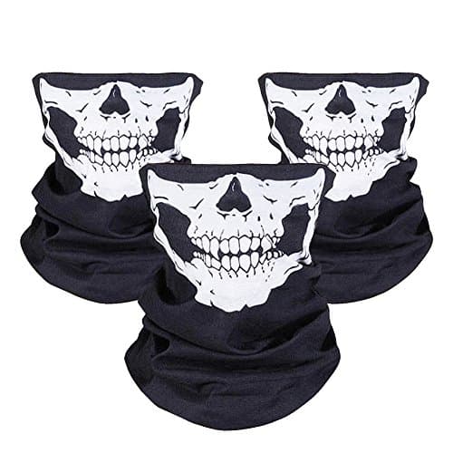 Image of JTDEAL 3 PCS Skull Face Cover, Breathable Skulls Face Protectors, Half Cover Skeleton Shield, Black Seamless Skull Balaclava for Motorcycle Bike Hiking Ski Halloween