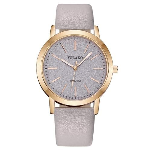 Image of OFFCUP Women's Leather Quartz Watch, Leather Strap Ladies Watches, Analog Quartz with Watches Starry Dial, 3 Hand Quartz Watch, Premium Fashion Wrist Watch for Women Ladies Girls (Gray)