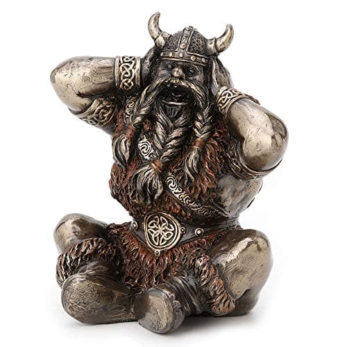 Image of Veronese Design 3.9 Inch Hear No Evil Cartoon Style Viking Warrior Antique Bronze Finish Statue Figurine