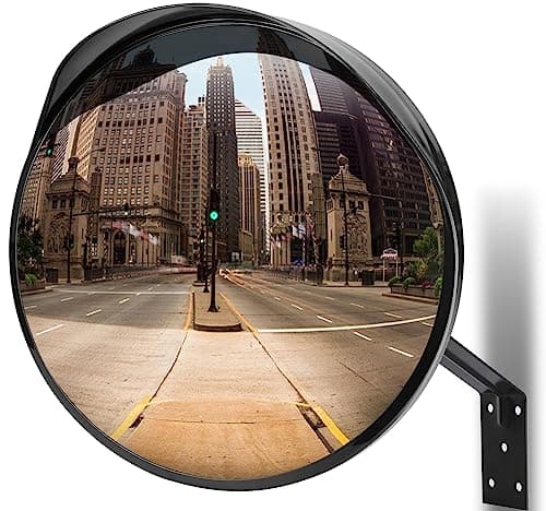 Image of moveland 30 cm Acrylic Safety Mirror - Adjustable Convex Traffic Mirror - Wide Angle Driveway Mirror for Garage, Traffic, Driveways, Office, Courtyard, Warehouse (130 Degree Convex)